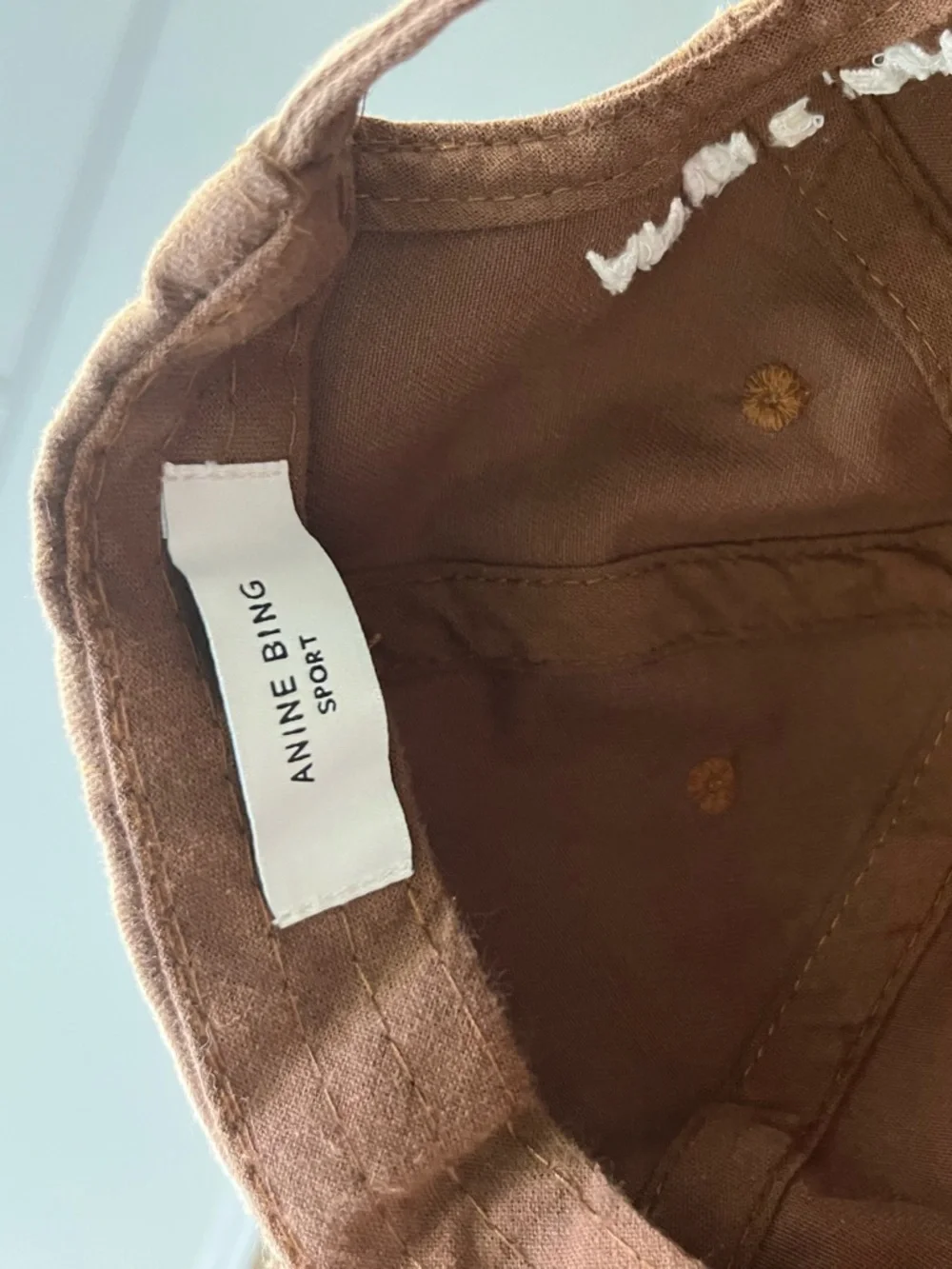 Anine Bing Brown Cotton Baseball Cap with Embroidered Eyelets - Picture 3 of 4